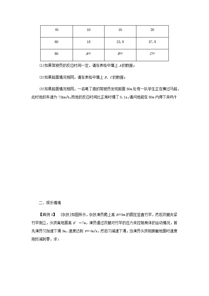新人教版高中物理必修第一册第二章匀变速直线运动的研究素养提升6生活科技中的匀变速直线运动(STSE问题)学案+PPT课件02
