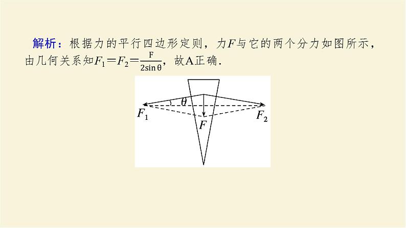 新人教版高中物理必修第一册第三章相互作用__力素养提升10力的效果分解课件第4页