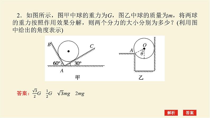 新人教版高中物理必修第一册第三章相互作用__力素养提升10力的效果分解课件第5页