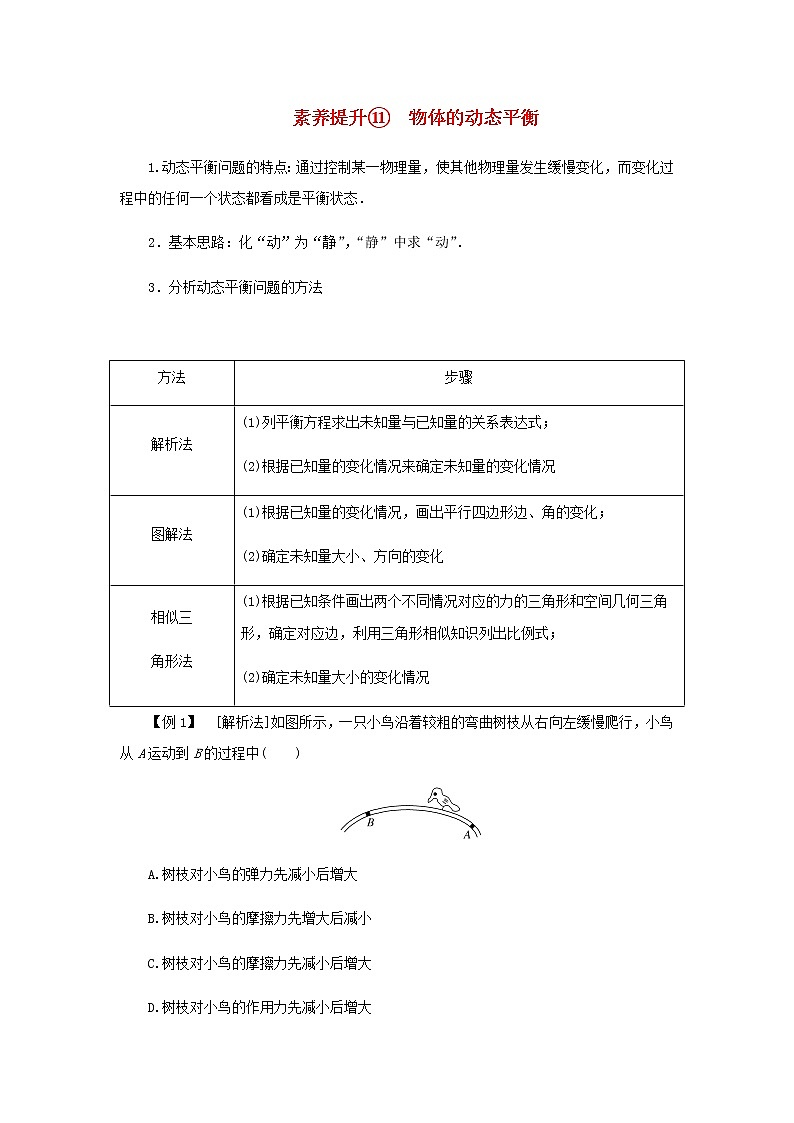 新人教版高中物理必修第一册第三章相互作用__力素养提升11物体的动态平衡学案+PPT课件01