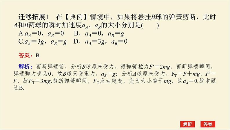 新人教版高中物理必修第一册第四章运动和力的关系素养提升12牛顿第二定律的瞬时性课件第6页