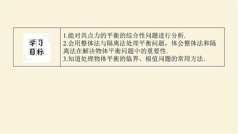 新人教版高中物理必修第一册第三章相互作用__力拓展课二共点力平衡中的“两类”典型问题学案+PPT课件02