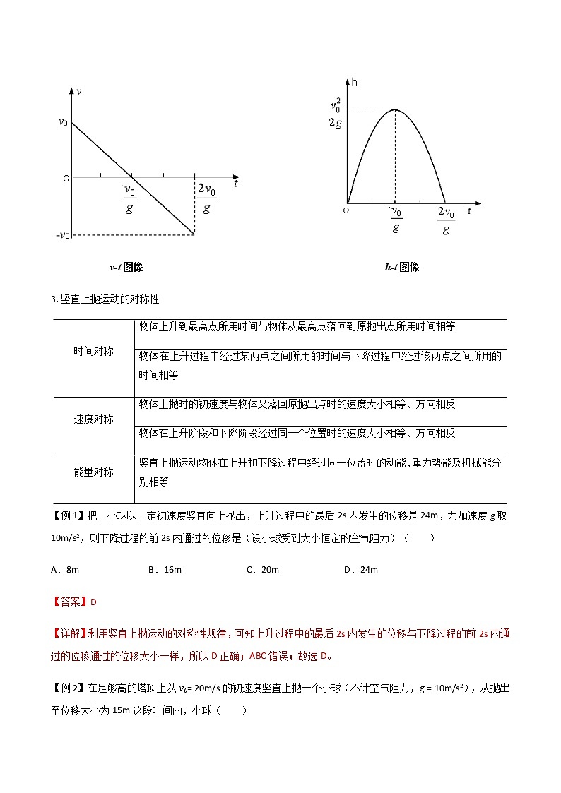 专题04 竖直上抛运动规律及相遇问题-2023届高三物理二轮复习多维度导学与分层专练02
