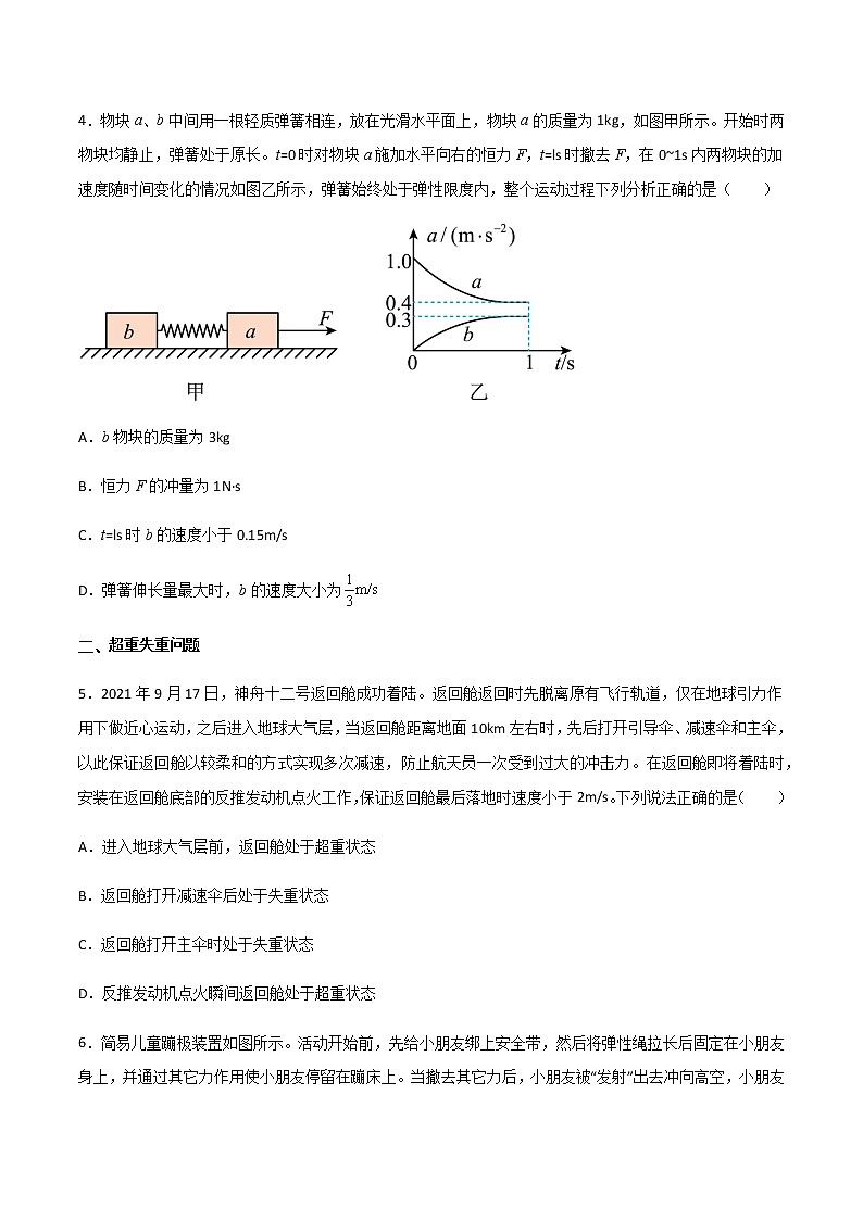 专题15 动力学图像、超重失重、等时圆、临界极值问题-2023届高三物理二轮复习重点热点难点专题特训03