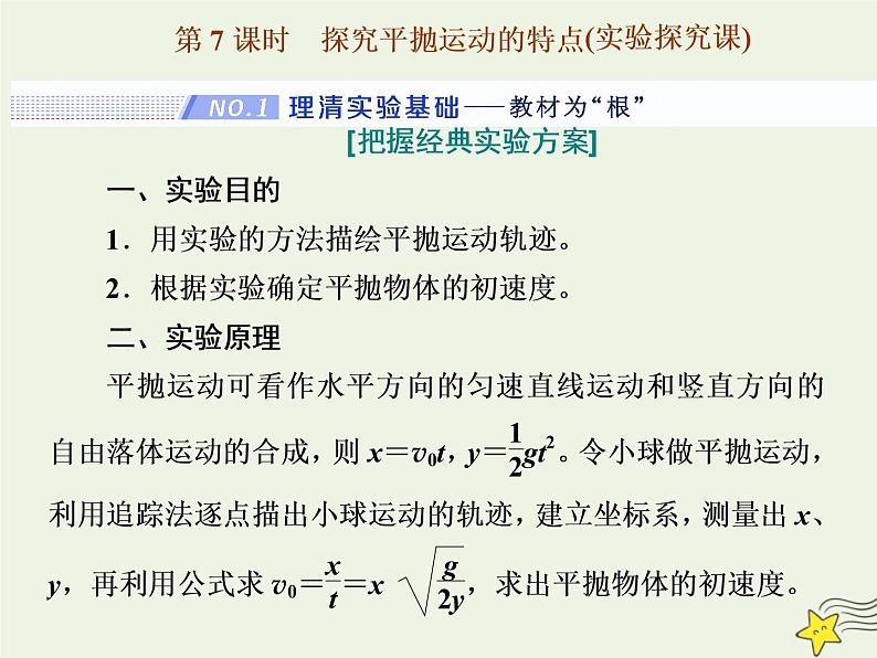 高考物理一轮复习第4章曲线运动万有引力与航天第7课时探究平抛运动的特点课件01