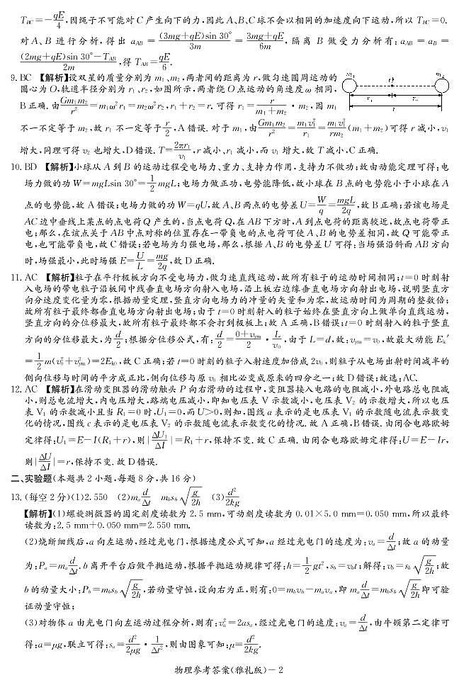 2019届湖南省长沙市雅礼中学高三上学期月考二物理试题 PDF版02