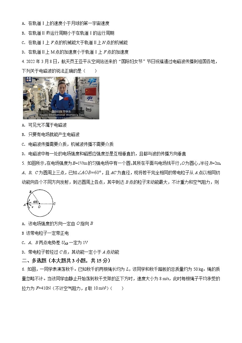 2022届天津市耀华中学高三下学期一模物理试题（word版）第2页