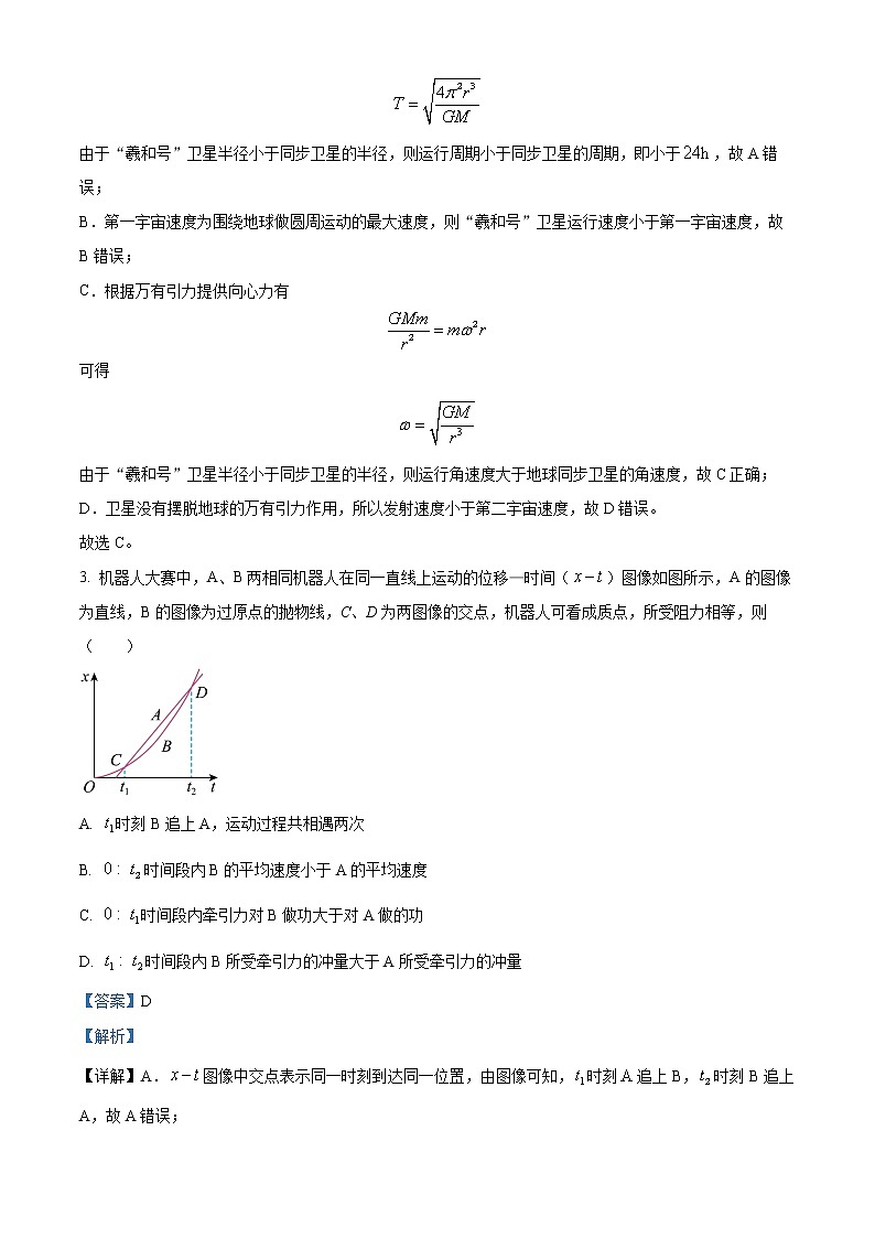 2023南通高三上学期第一次质量监测物理试题Word解析版第2页