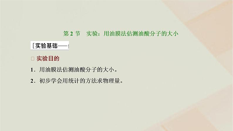 2022_2023学年新教材高中物理第一章分子动理论第2节实验：用油膜法估测油酸分子的大形件新人教版选择性必修第三册01