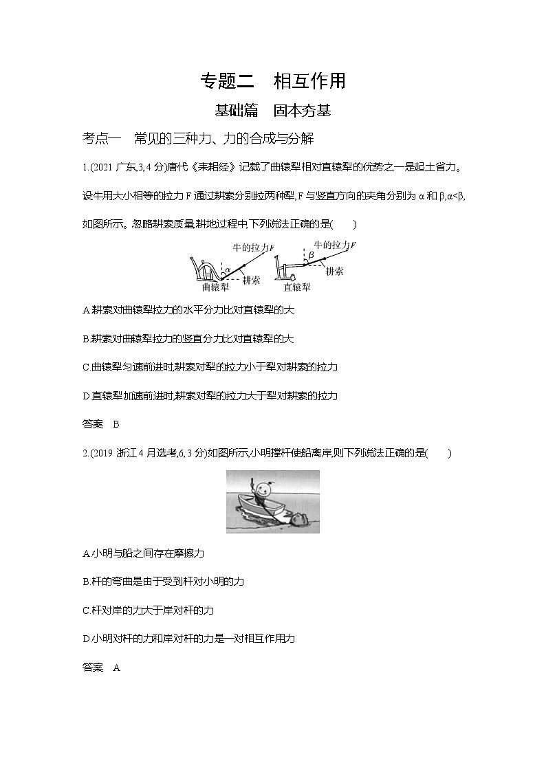 高考专题二相互作用习题WORD版第1页