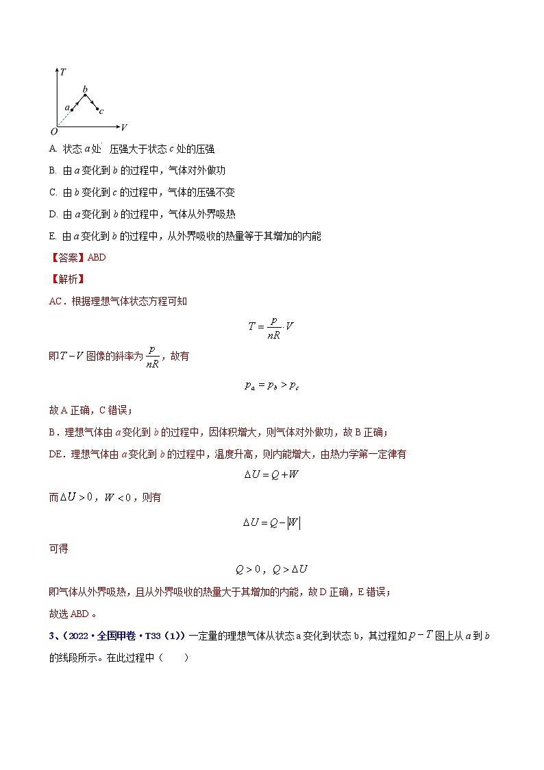 （2020-2022）三年高考物理真题分项汇编（全国通用）专题13 热学 Word版含解析第2页