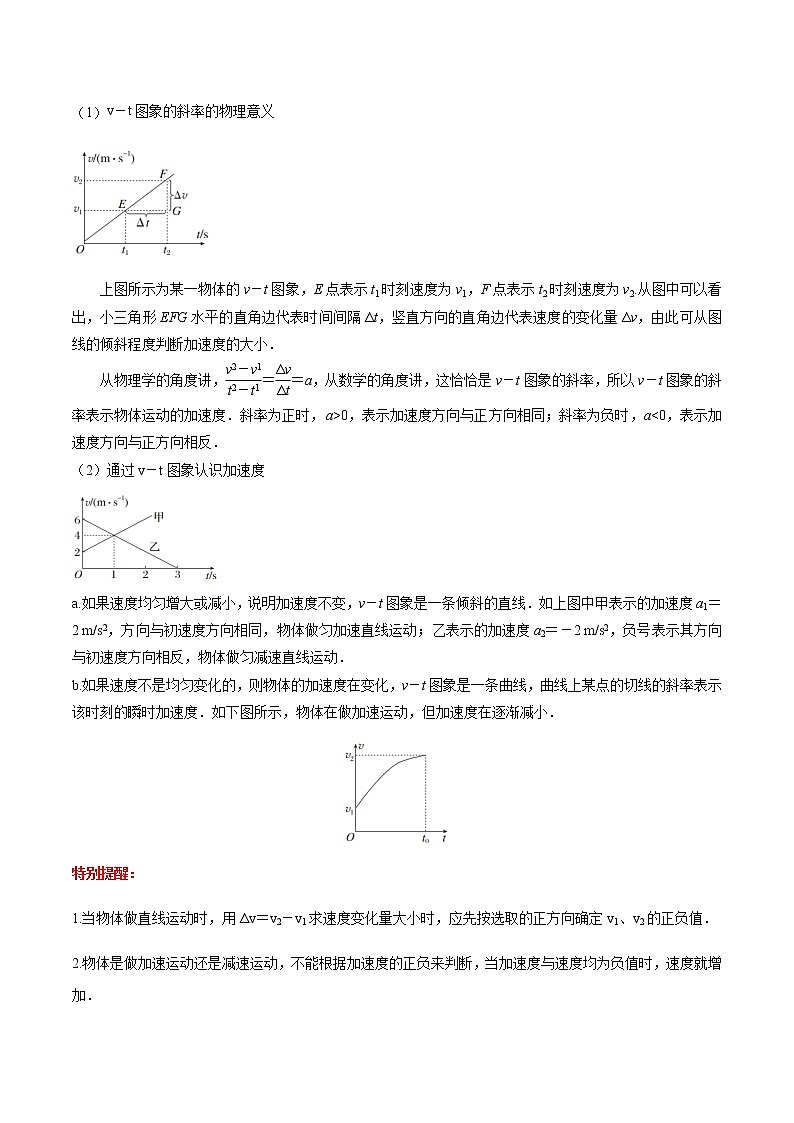 第1.4课  速度变化快慢的描述——加速度（原卷版）- 2022-2023学年高一物理同步综合讲练备课（人教版2019必修第一册）第2页