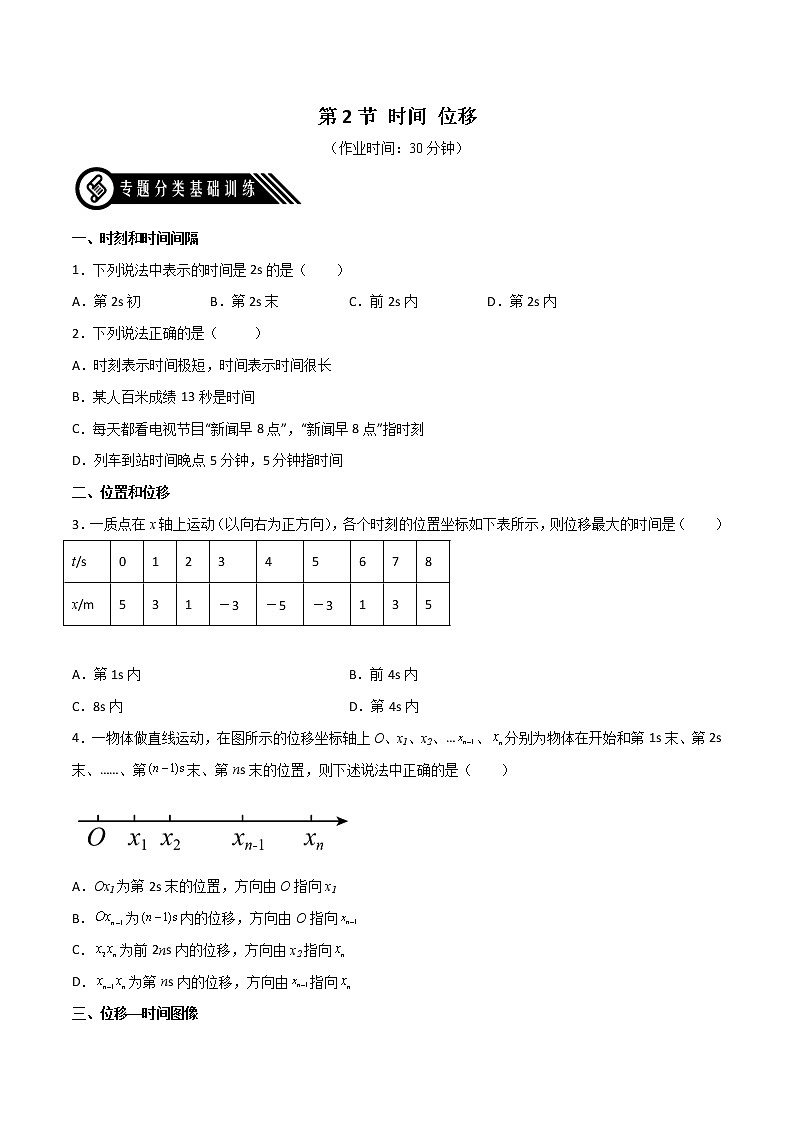 1.2时间 位移（练好题）（原卷版）第1页