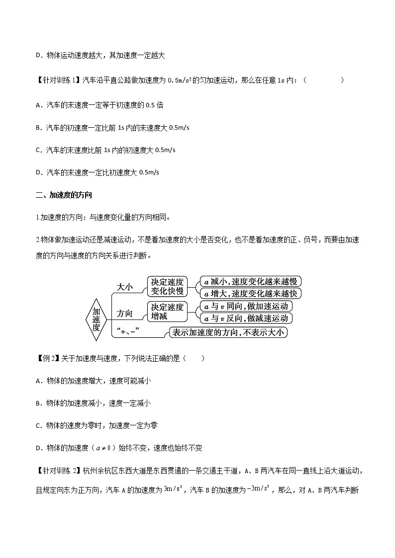 1.4速度变化快慢的描述—加速度（好学案）-2022-2023学年高一物理同步备课精编 （人教版2019必修第一册）02