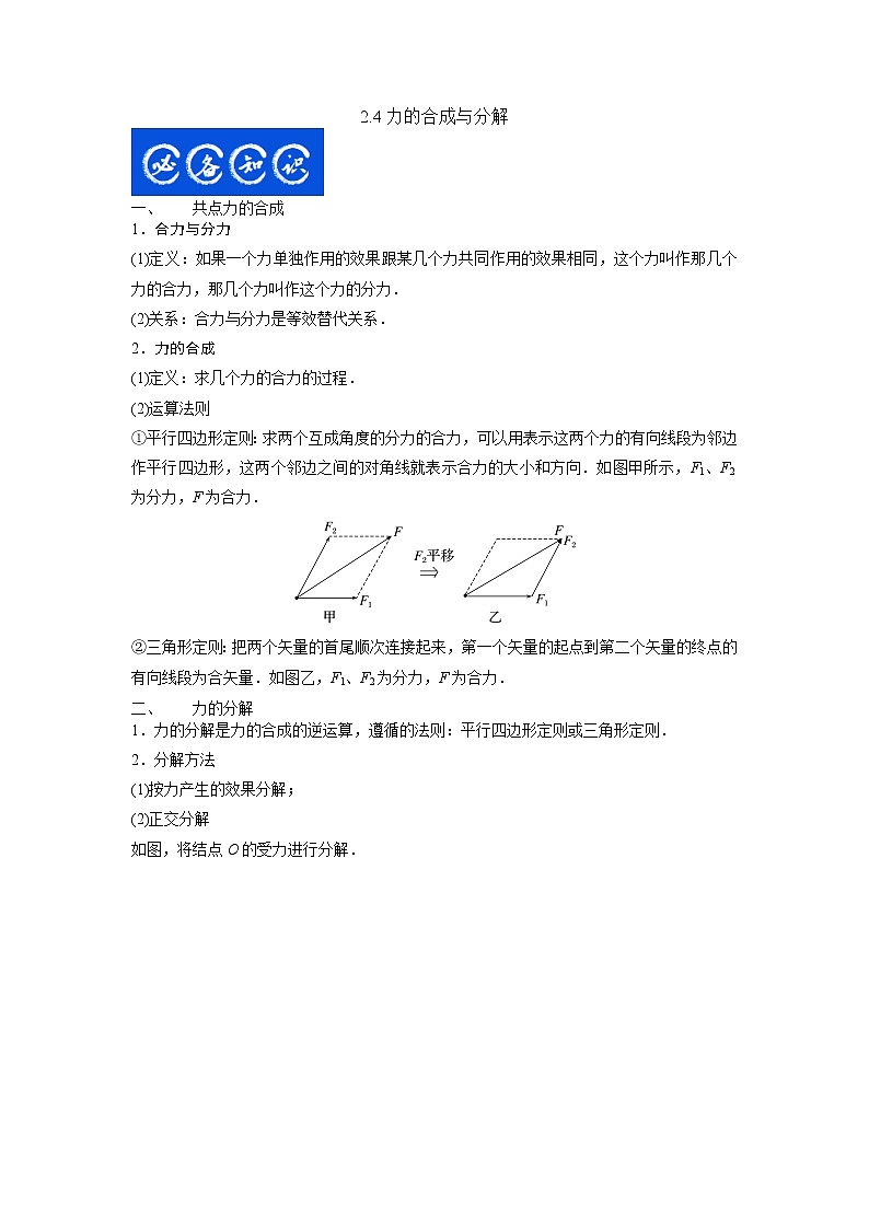 2.2力的合成与分解-2023年高考物理一轮复习提升核心素养 试卷01