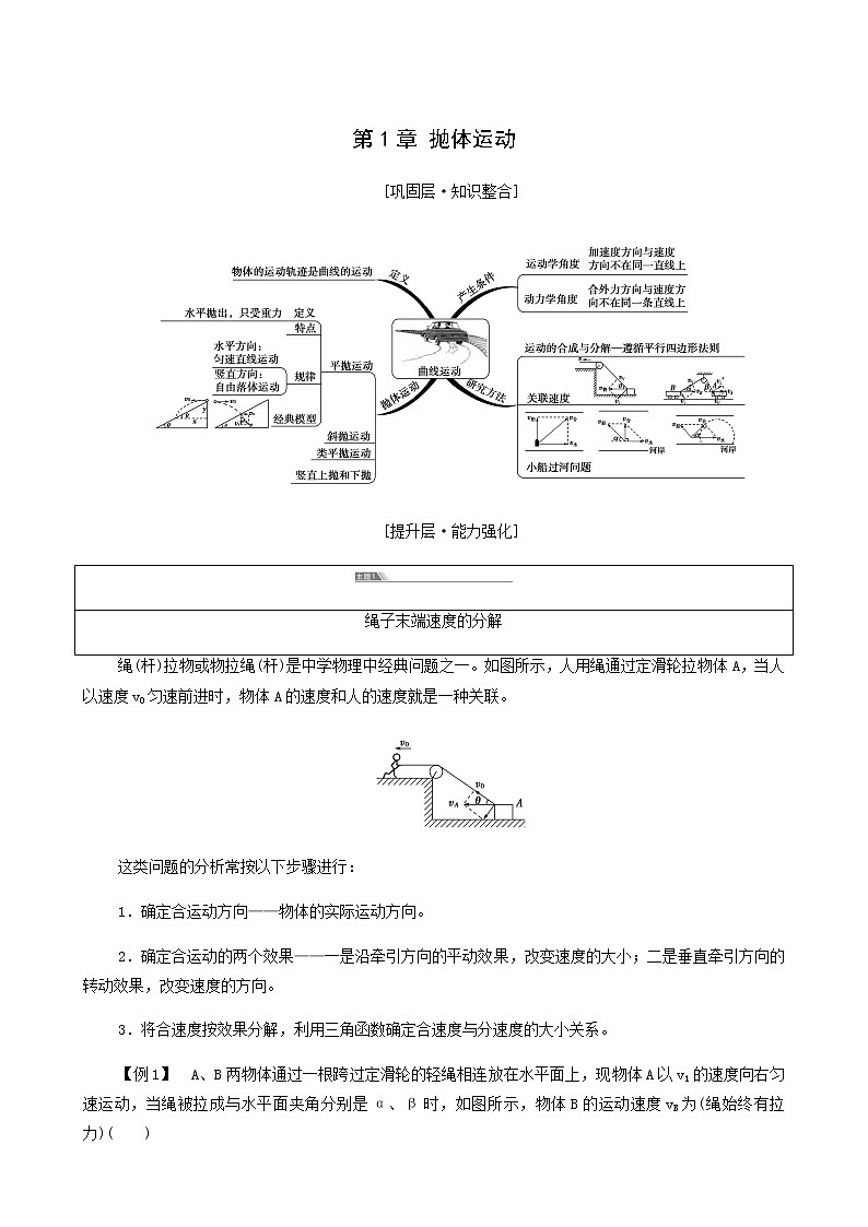 粤教版高中物理必修第二册第1章抛体运动章末综合提升学案01