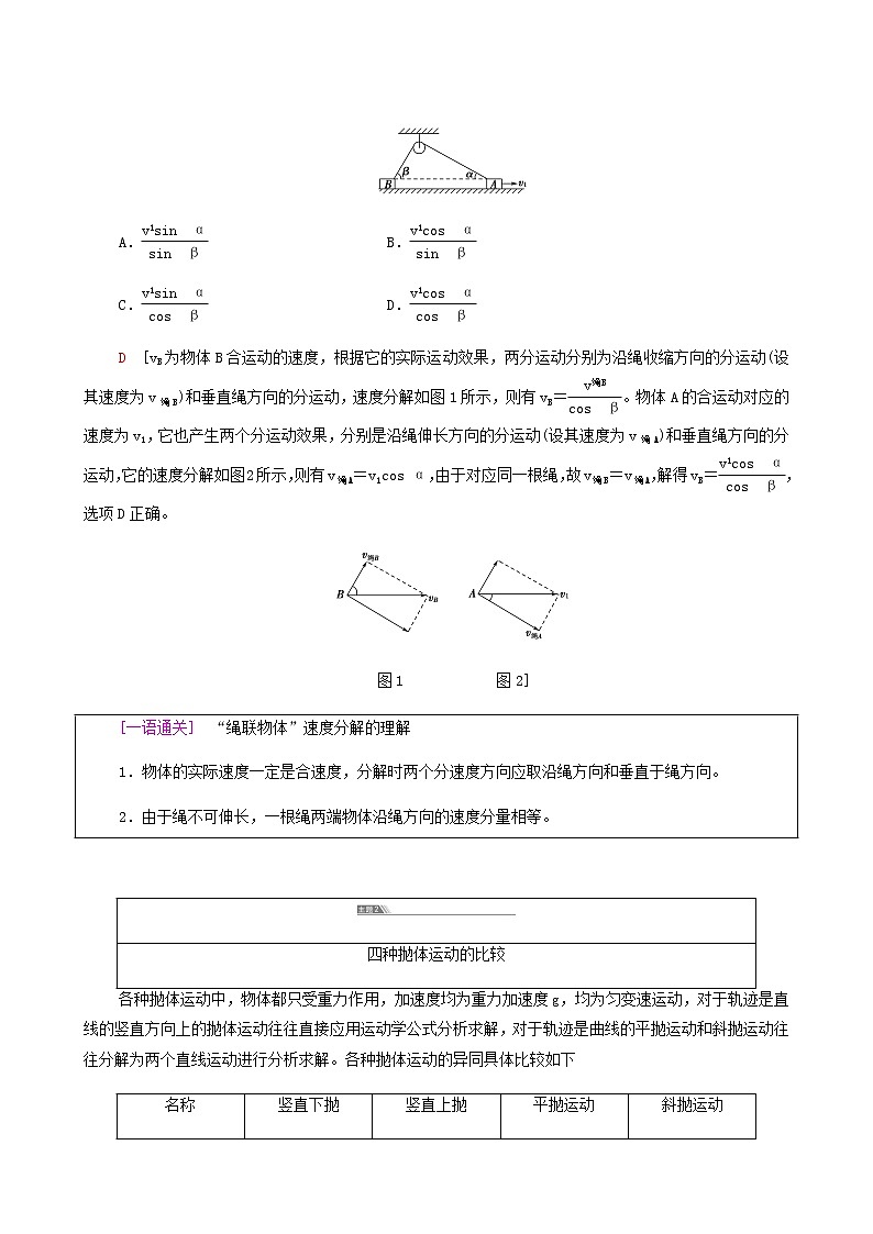 粤教版高中物理必修第二册第1章抛体运动章末综合提升学案02
