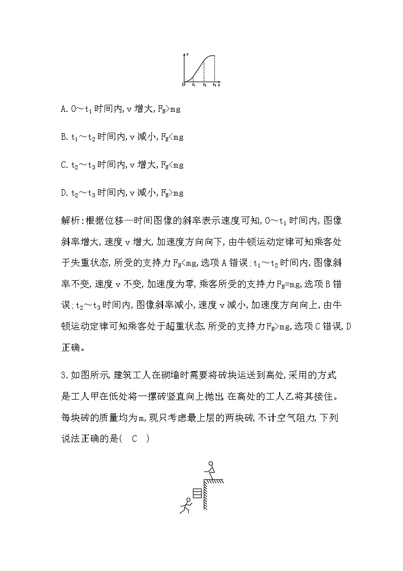人教版高中物理必修第一册第四章运动和力的关系课时作业含答案02