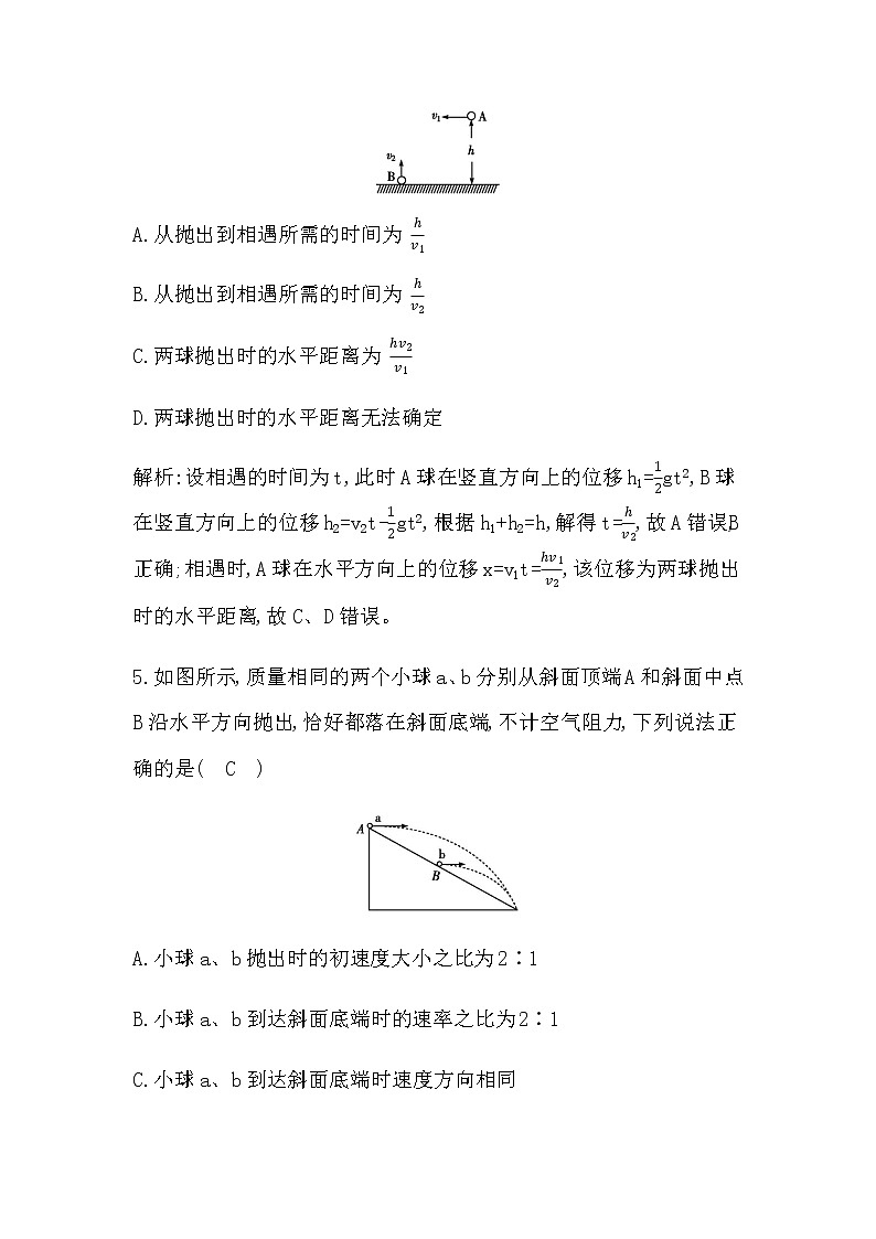 人教版高中物理必修第二册《抛体运动》检测试题含答案03