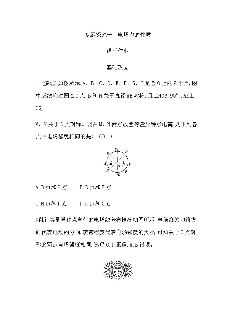 专题探究一　电场力的性质第1页