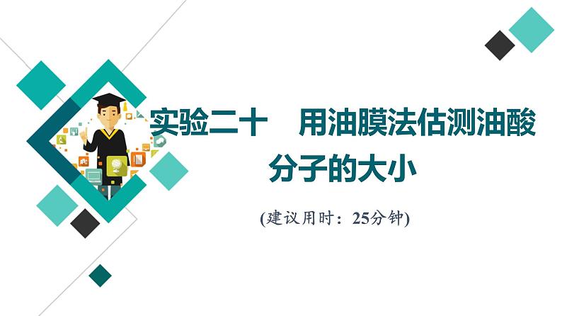 鲁科版高考物理一轮总复习实验20用油膜法估测油酸分子的大小习题课件第1页