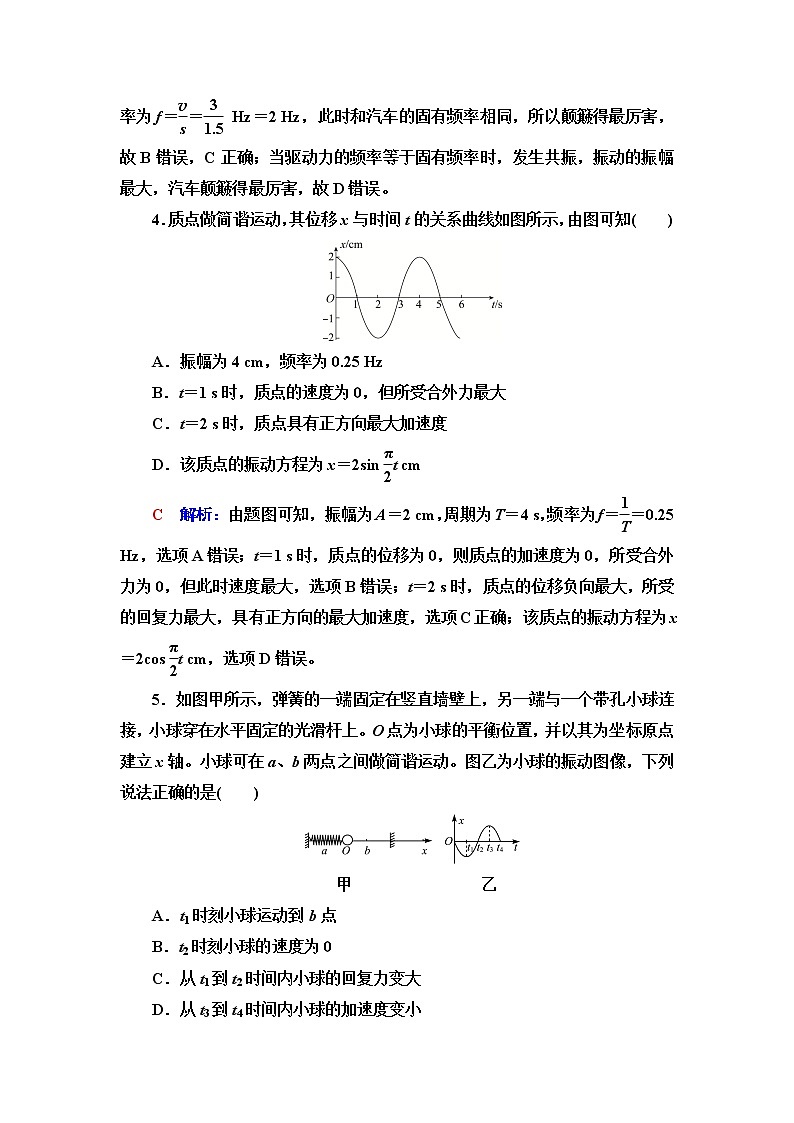 鲁科版高考物理一轮总复习课时质量评价24简谐运动及其描述含答案第2页