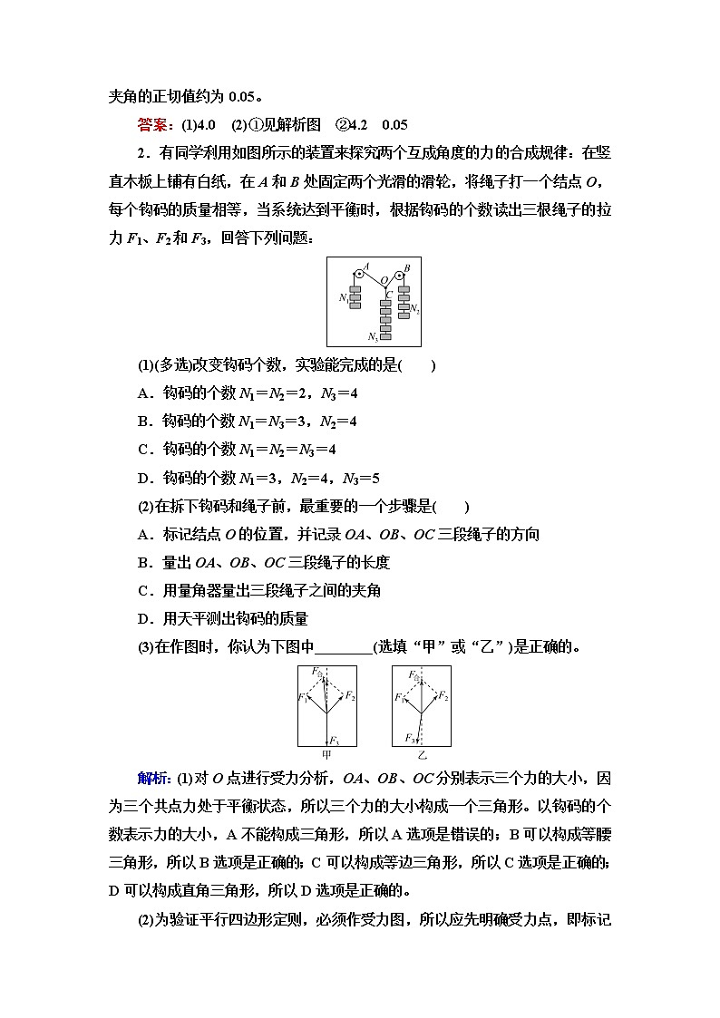 鲁科版高考物理一轮总复习实验3探究两个互成角度的力的合成规律练习题含答案第2页