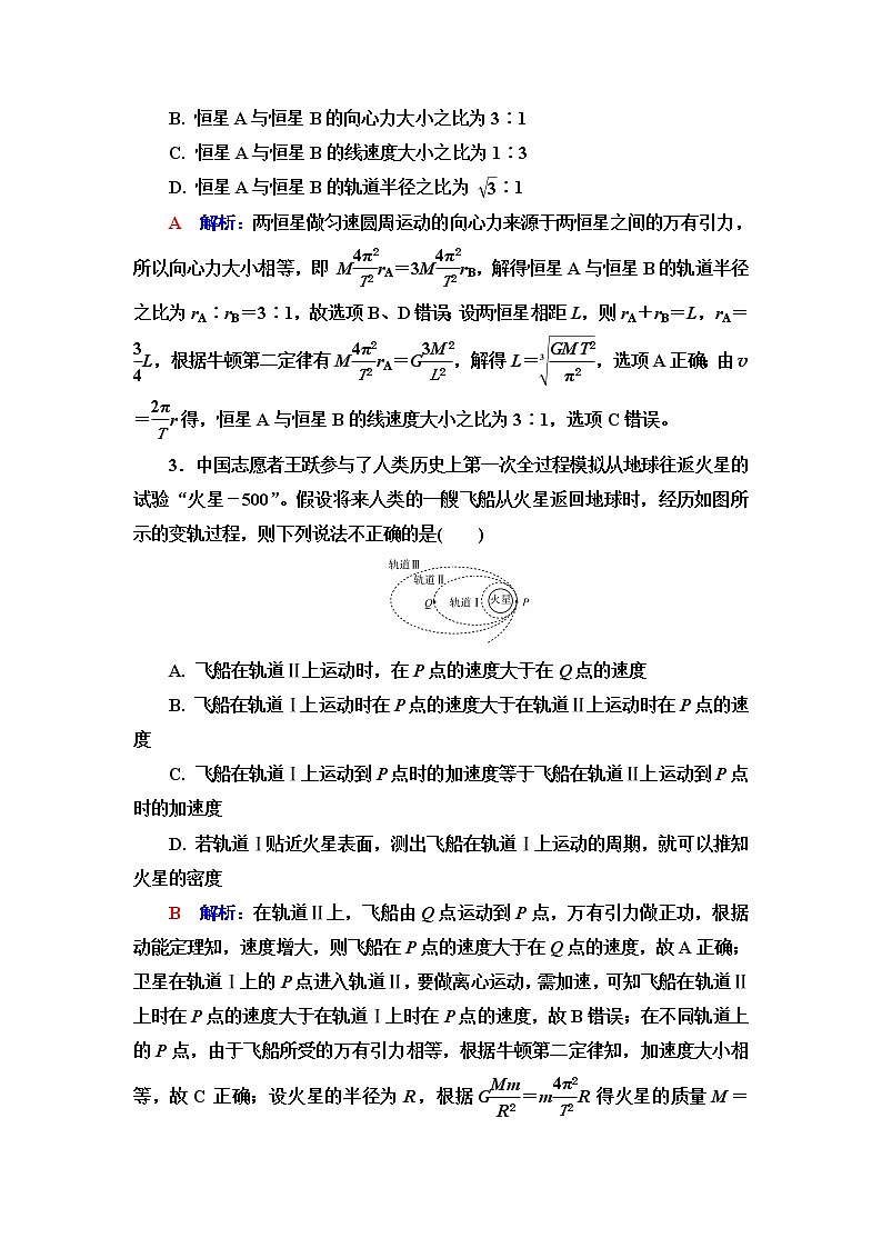 人教版高考物理一轮总复习专题提分训练4天体运动中的“四类”热点问题含答案第2页
