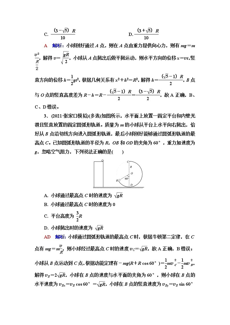 人教版高考物理一轮总复习专题提分训练3抛体运动和圆周运动的结合含答案02