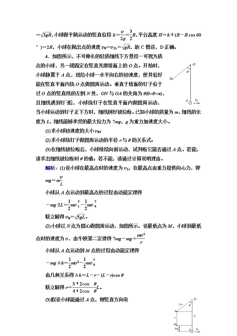 人教版高考物理一轮总复习专题提分训练3抛体运动和圆周运动的结合含答案03