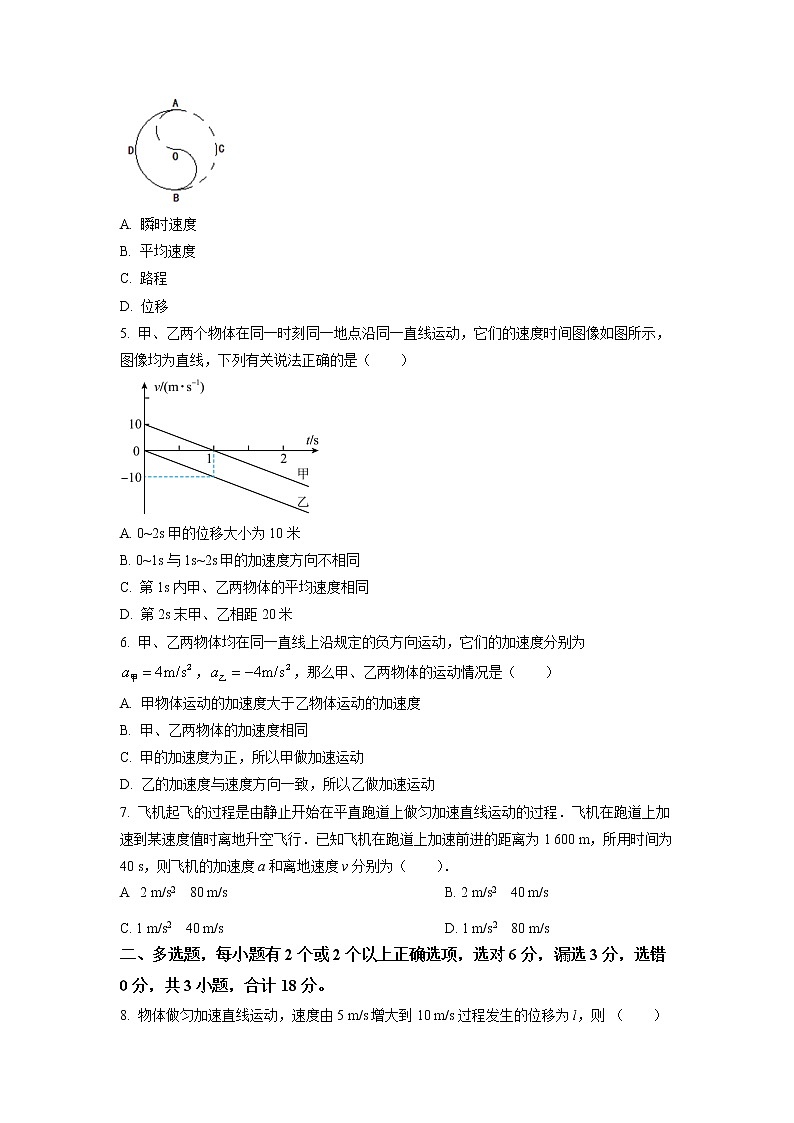 湖南省邵阳市第二中学2022-2023学年高一上学期第一次月考物理试题02