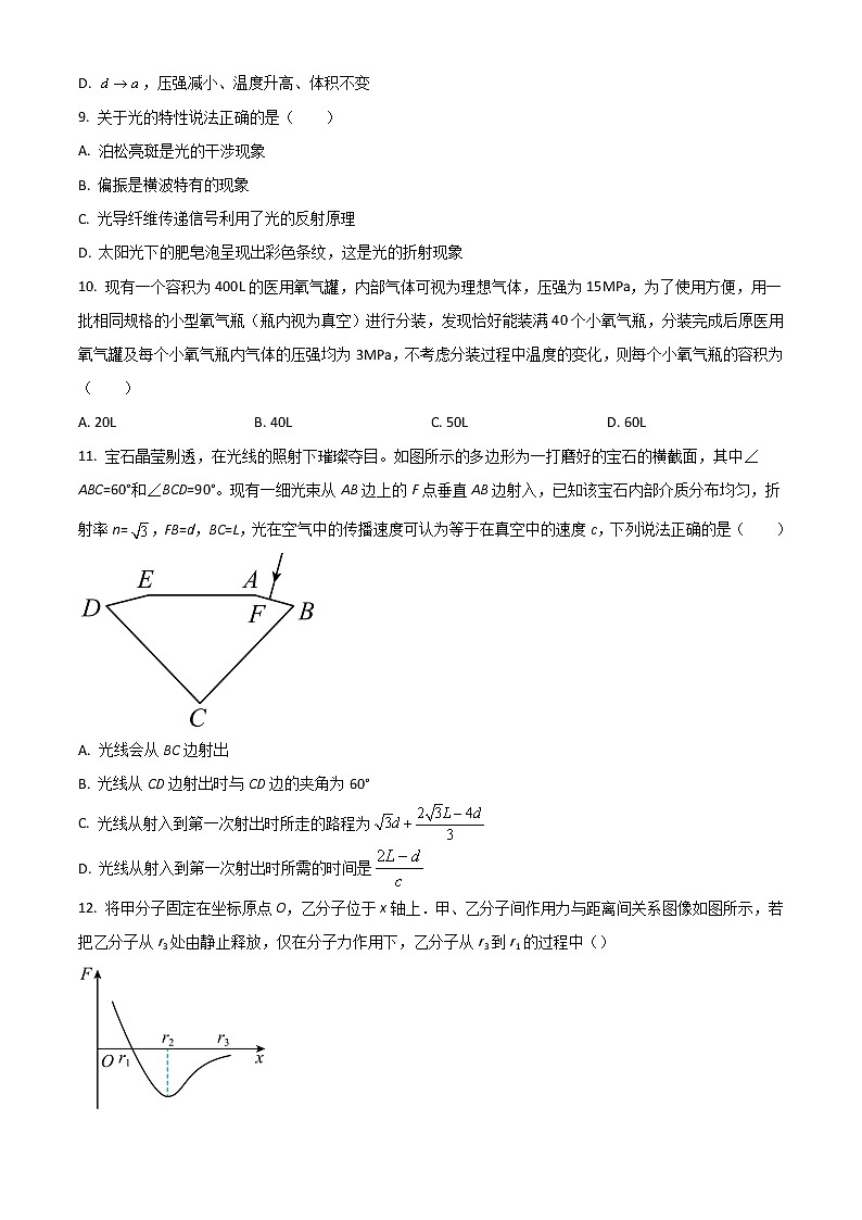 2022衡水冀州区一中高二下学期期中考试物理试题含答案第3页