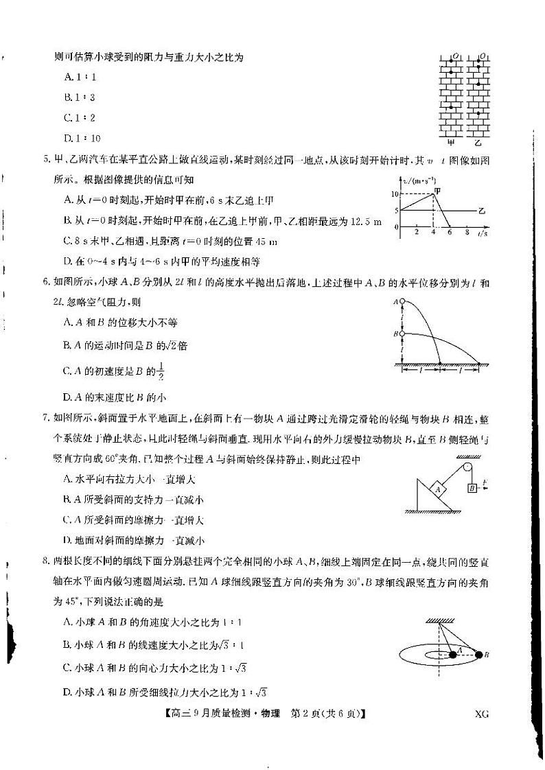 九师联盟2023届高三物理上学期10月联考试题（新高考）（PDF版附解析）第2页