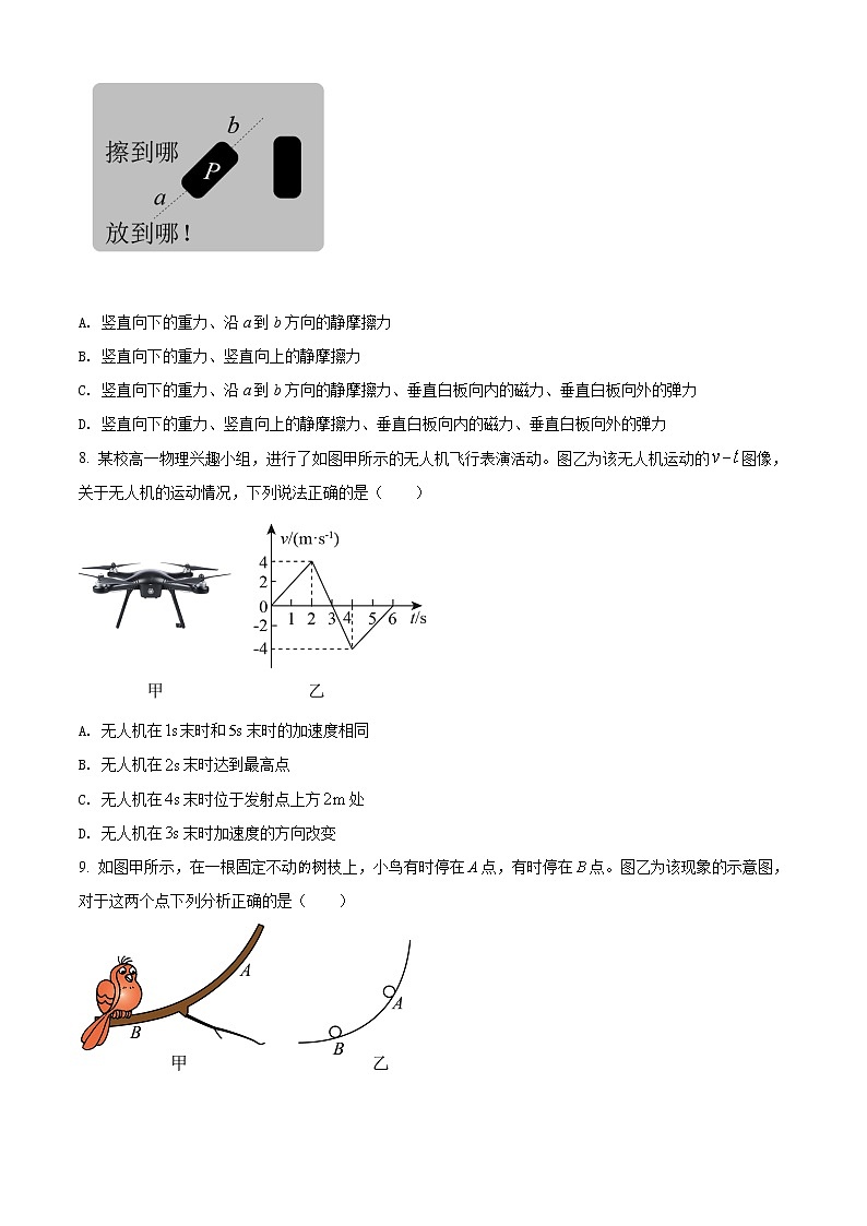 精品解析：浙江省杭州市七县市2021-2022学年高一（上）期末学业水平测试物理试题（原卷版）第3页