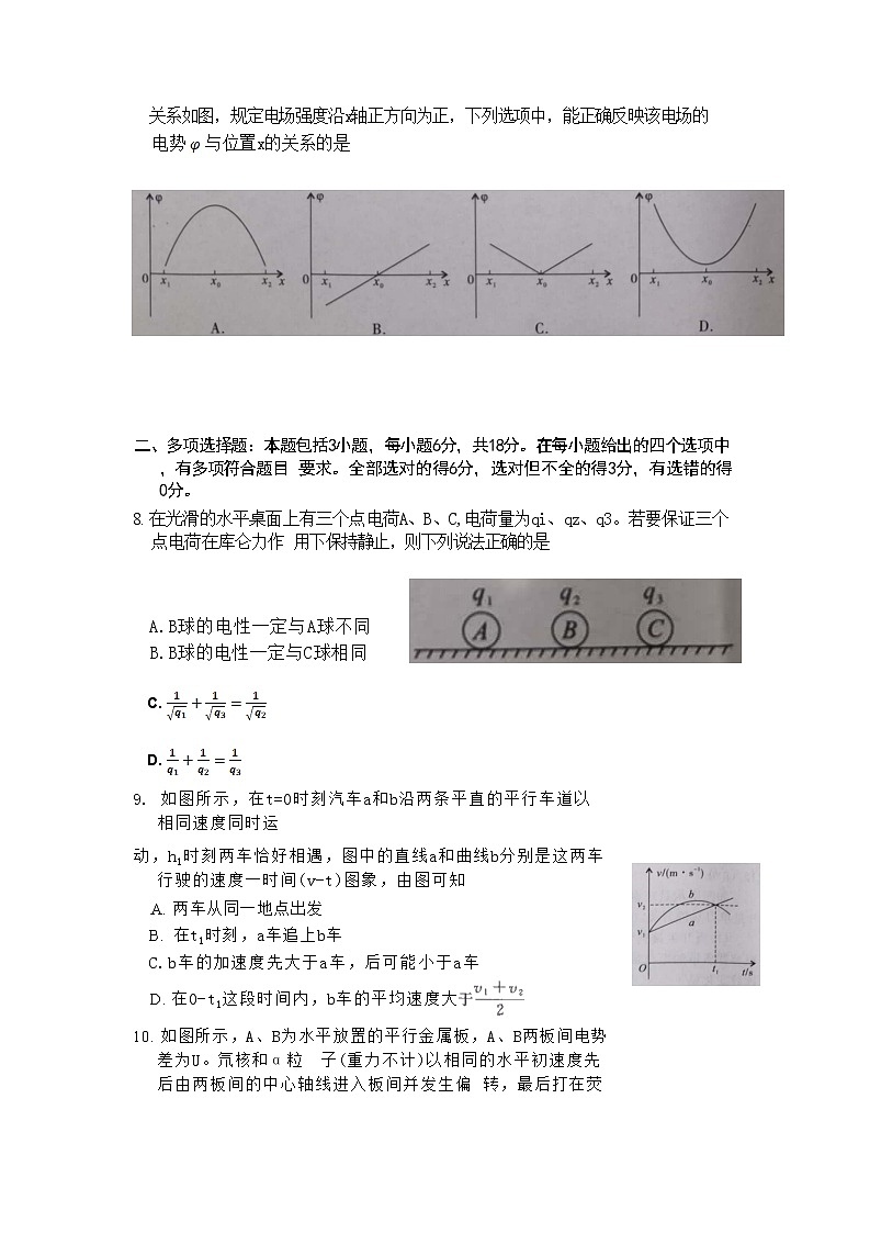 2022-2023学年安徽省第一学期高二年级部分省示范中学阶段性联考物理试题 解析版03