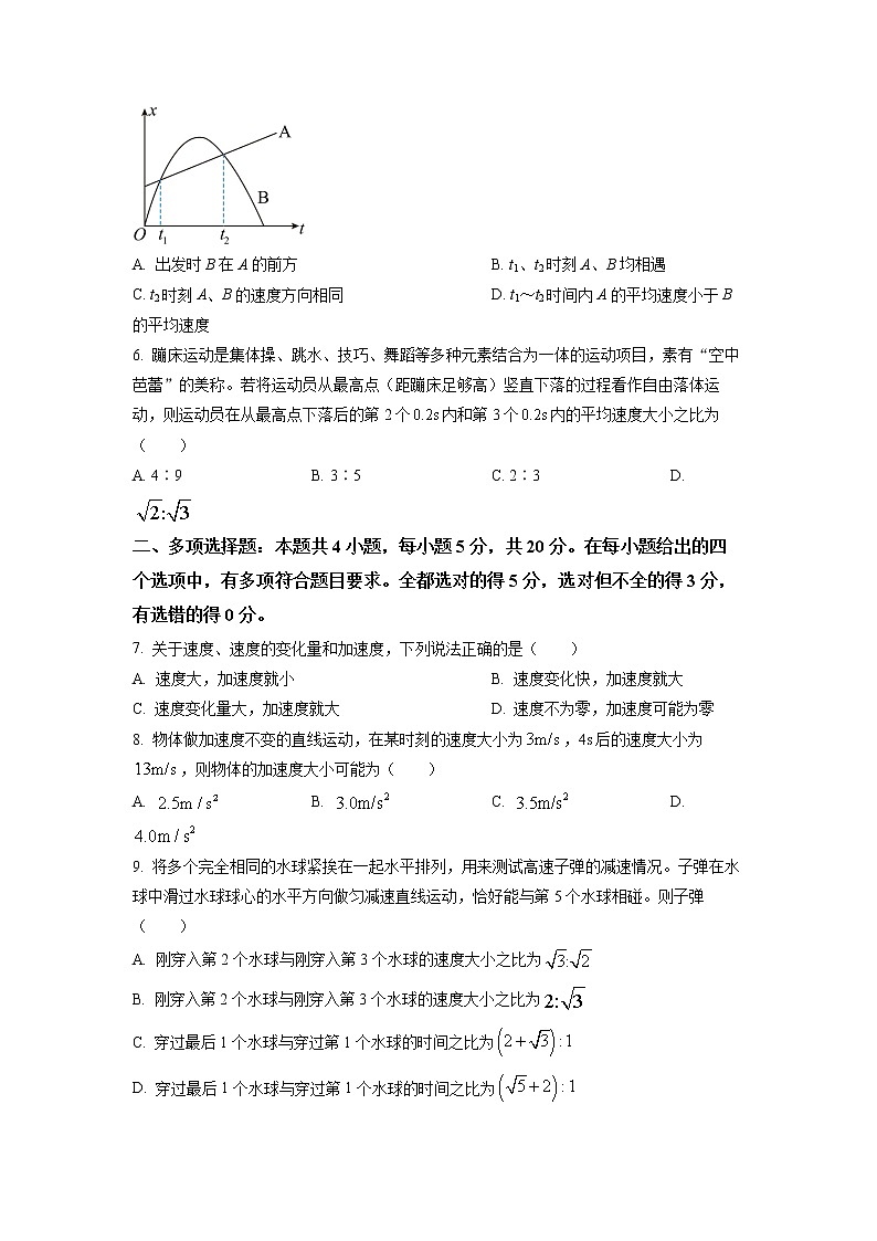 2022-2023学年湖南省多所学校高一上学期第一次考试物理试卷第2页