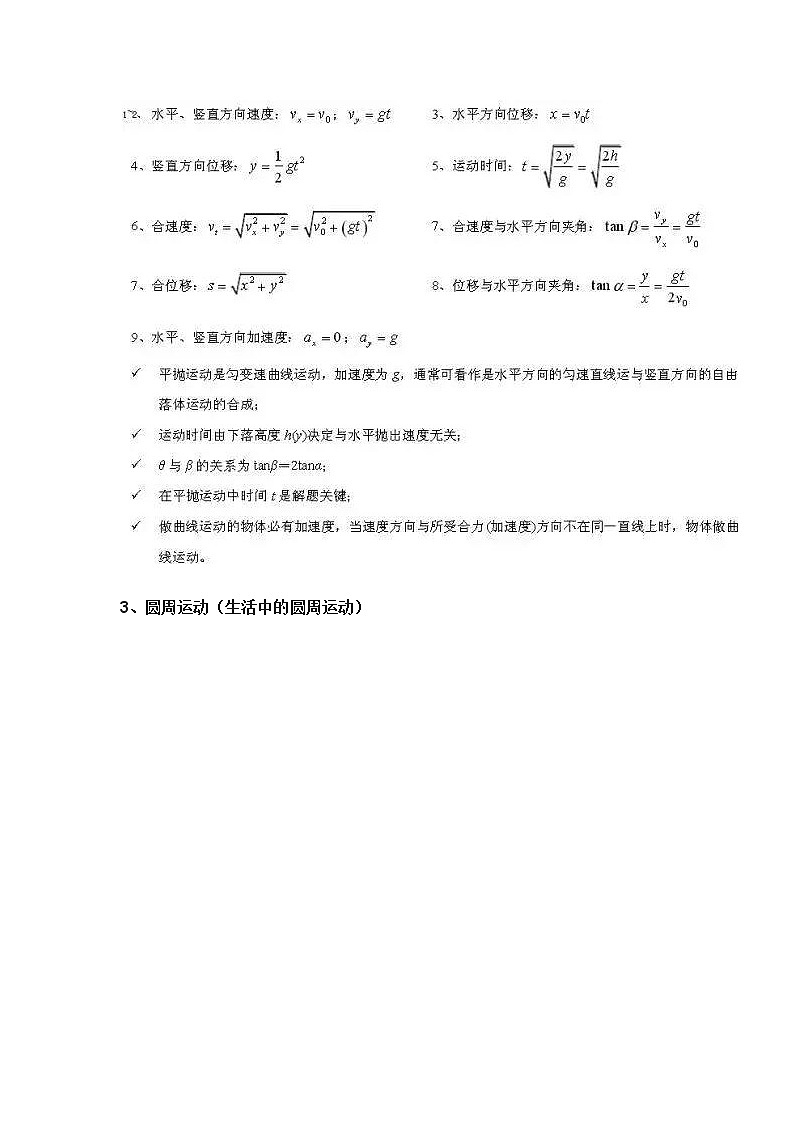 高中物理公式大全+物理知识结构图第3页
