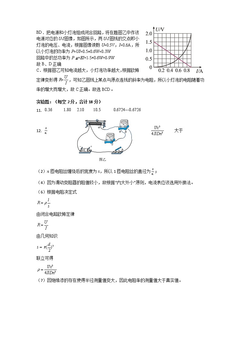 2023佛山一中高二上学期第一次段考试题（10月）物理（选考）含答案02