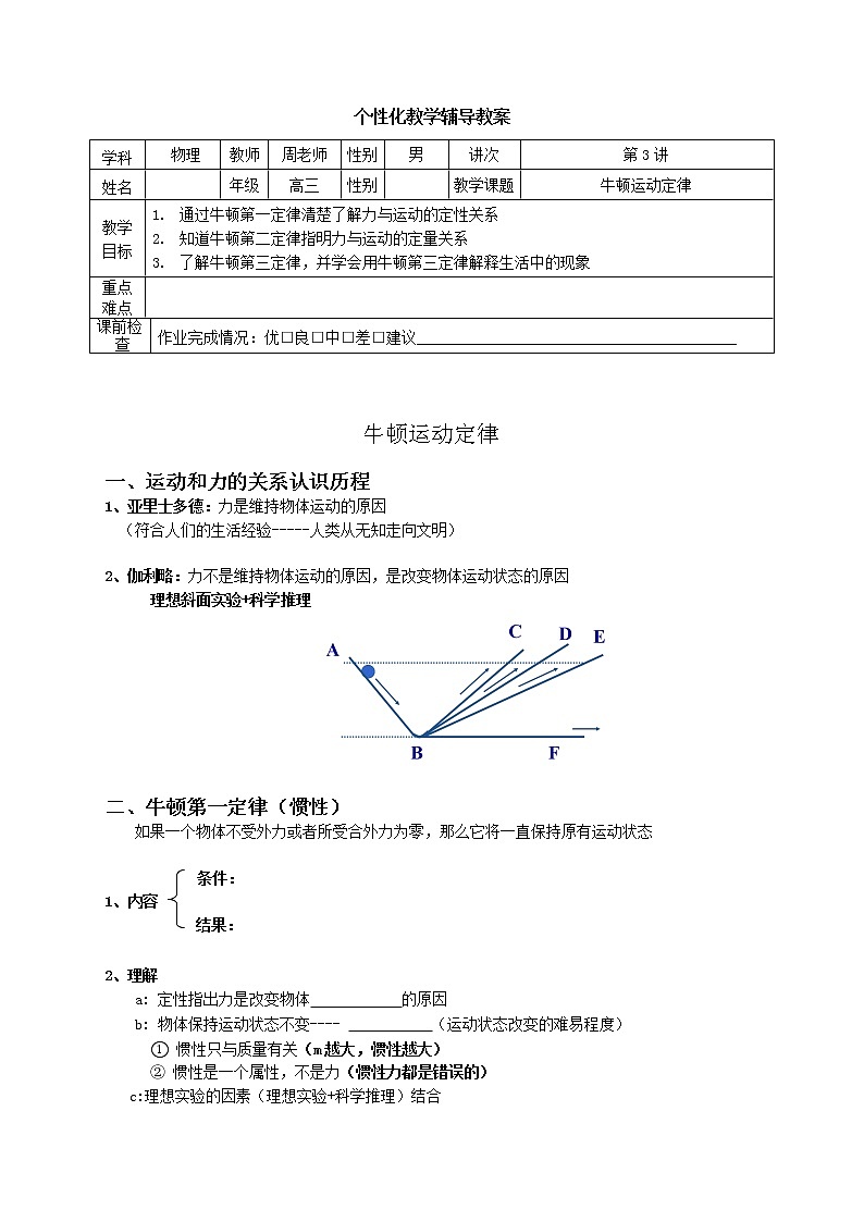 第3讲   牛顿运动定律   解析版 试卷01