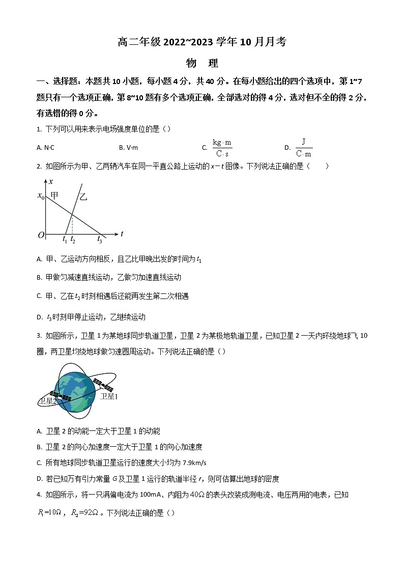 2023长治、忻州高二上学期10月月考试题物理含答案01