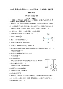 2022-2023学年甘肃省金昌市永昌县高二上学期第一次月考物理试题（Word版）