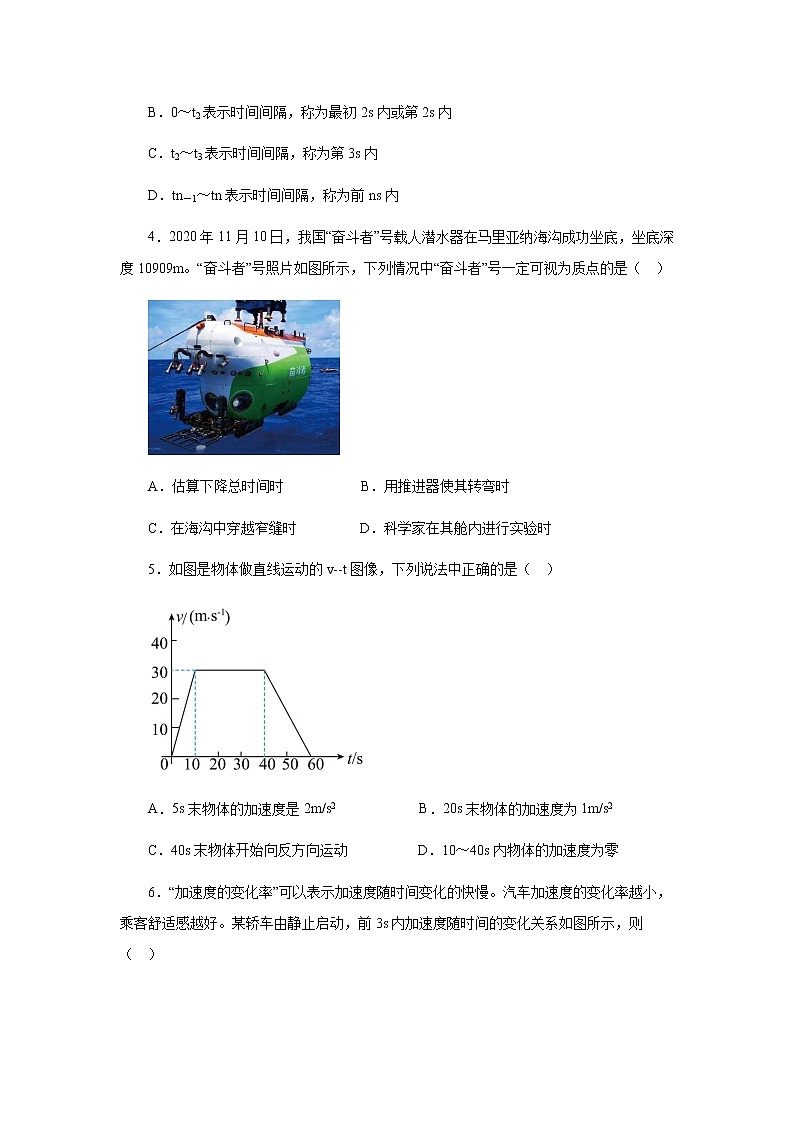 2022-2023学年山东省济宁市微山县高一上学期第一次月考物理试卷第2页