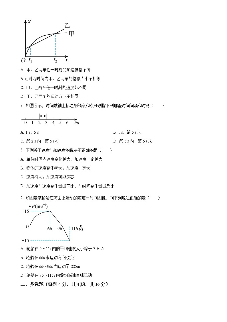 浙江省温州市苍南县金乡卫城中学2022-2023学年高一物理上学期10月第一次月考试题第2页