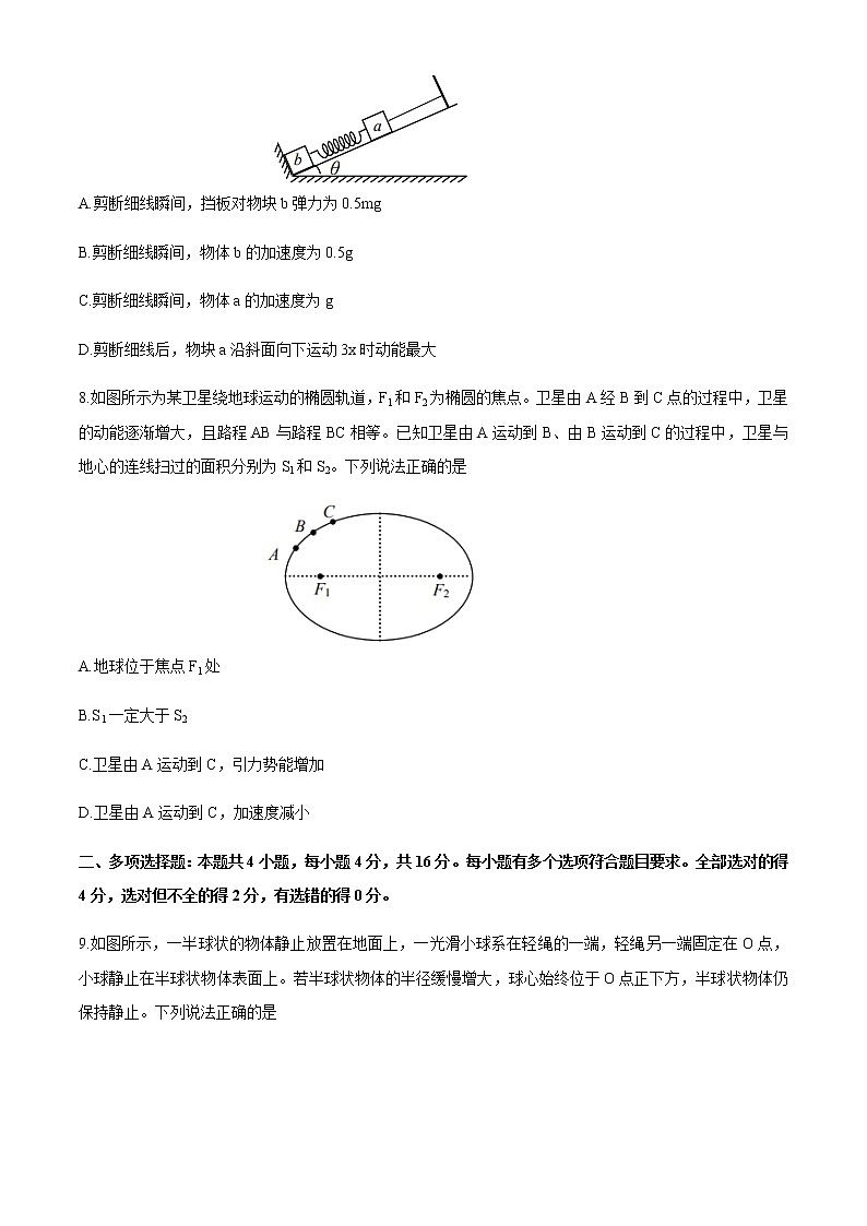 2021襄阳五校（宜城一中、枣阳一中、襄州一中、曾都一中、南漳一中）高三上学期期中考试物理试题含答案03