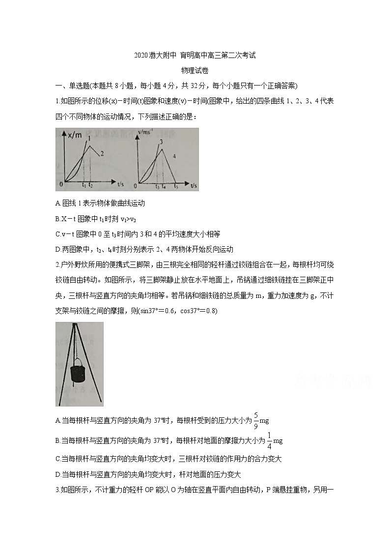 2021锦州渤大附中、育明高中高三上学期第二次月考试题物理含答案第1页