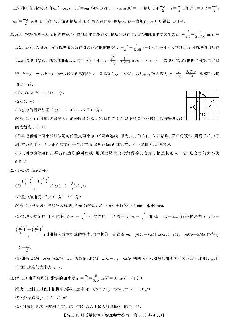 2021河南省高三10月联考物理试题扫描版含答案02