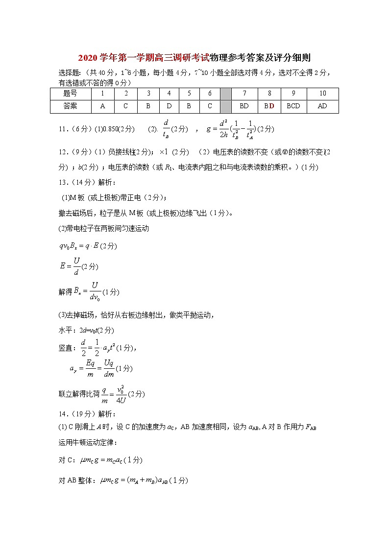 2021广州六区高三9月教学质量检测（一）物理试题PDF版含答案01
