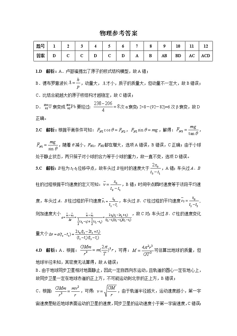 2021湖南省湖湘名校教育联合体高三上学期入学考试物理试题PDF版含答案01