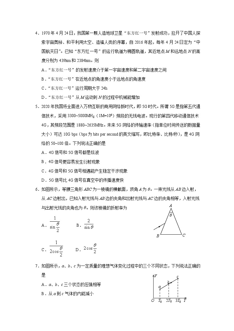2020威海高三4月高考模拟考试（一模）物理试题含答案第2页