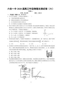 2020六安一中高三下学期自测卷（六）线下考试物理试题PDF版含答案